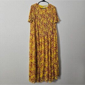 Zara Floral Yellow Maxi Dress Sz L